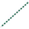 19 Carat Oval Shape Emerald and Halo Diamond Bracelet In 14 Karat White Gold, 7 Inches Image-3