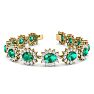 19 Carat Oval Shape Emerald and Halo Diamond Bracelet In 14 Karat Yellow Gold, 19 Carat Oval Shape Emerald and Halo Diamond Bracelet In 14 Karat Yellow Gold, 7 Inches Image-1