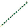 19 Carat Oval Shape Emerald and Halo Diamond Bracelet In 14 Karat Yellow Gold, 19 Carat Oval Shape Emerald and Halo Diamond Bracelet In 14 Karat Yellow Gold, 7 Inches Image-3