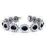 25 Carat Oval Shape Sapphire and Halo Diamond Bracelet In 14 Karat White Gold, 25 Carat Oval Shape Sapphire and Halo Diamond Bracelet In 14 Karat White Gold, 7 Inches Image-1