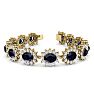 25 Carat Oval Shape Sapphire and Halo Diamond Bracelet In 14 Karat Yellow Gold, 7 Inches Image-1