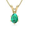 1/2 Carat Pear Shape Emerald Necklaces In 14 Karat Yellow Gold Over Sterling Silver, 18 Inch Chain Image-1