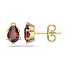 Garnet Earrings: Garnet Jewelry: 1 Carat Pear Shape Garnet Stud Earrings In 14K Yellow Gold Over Sterling Silver Image-1