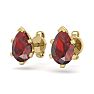 Garnet Earrings: Garnet Jewelry: 1 Carat Pear Shape Garnet Stud Earrings In 14K Yellow Gold Over Sterling Silver Image-2