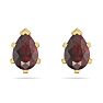 Garnet Earrings: Garnet Jewelry: 1 Carat Pear Shape Garnet Stud Earrings In 14K Yellow Gold Over Sterling Silver Image-4