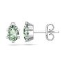 1 Carat Pear Shape Green Amethyst Stud Earrings In Sterling Silver Image-1