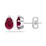 1 Carat Pear Shape Ruby Stud Earrings In Sterling Silver Image-1