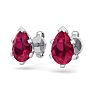 1 Carat Pear Shape Ruby Stud Earrings In Sterling Silver Image-2