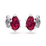 1 Carat Pear Shape Ruby Stud Earrings In Sterling Silver Image-3