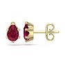1 Carat Pear Shape Ruby Stud Earrings In 14K Yellow Gold Over Sterling Silver Image-1