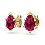 1 Carat Pear Shape Ruby Stud Earrings In 14K Yellow Gold Over Sterling Silver Image-2
