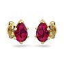 1 Carat Pear Shape Ruby Stud Earrings In 14K Yellow Gold Over Sterling Silver Image-3