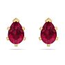 1 Carat Pear Shape Ruby Stud Earrings In 14K Yellow Gold Over Sterling Silver Image-4