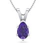3/4 Carat Pear Shape Amethyst Necklace In Sterling Silver, 18 Inches Image-1