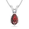 Garnet Necklace: Garnet Jewelry: 1 Carat Pear Shape Garnet Necklace In Sterling Silver, 18 Inches Image-1