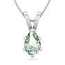 3/4 Carat Pear Shape Green Amethyst Necklace In Sterling Silver, 18 Inches Image-1