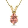 3/4 Carat Pear Shape Morganite Necklace In 14K Yellow Gold Over Sterling Silver With 18 Inch Chain Image-1