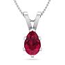 1 Carat Pear Shape Ruby Necklace In Sterling Silver, 18 Inches Image-1