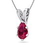1 Carat Pear Shape Ruby Necklace In Sterling Silver, 18 Inches Image-2