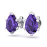 1 1/2 Carat Pear Shape Amethyst Stud Earrings In Sterling Silver Image-2