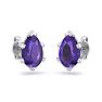 1 1/2 Carat Pear Shape Amethyst Stud Earrings In Sterling Silver Image-3