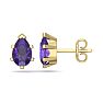 1 1/2 Carat Pear Shape Amethyst Stud Earrings In 14K Yellow Gold Over Sterling Silver Image-1