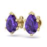 1 1/2 Carat Pear Shape Amethyst Stud Earrings In 14K Yellow Gold Over Sterling Silver Image-2