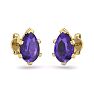 1 1/2 Carat Pear Shape Amethyst Stud Earrings In 14K Yellow Gold Over Sterling Silver Image-3