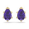 1 1/2 Carat Pear Shape Amethyst Stud Earrings In 14K Yellow Gold Over Sterling Silver Image-4