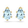 Aquamarine Earrings: Aquamarine Jewelry: 1 1/2 Carat Pear Shape Aquamarine Stud Earrings In 14K Yellow Gold Over Sterling Silver Image-4