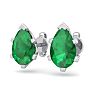 1 1/2 Carat Pear Shape Emerald Stud Earrings In Sterling Silver Image-2