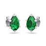 1 1/2 Carat Pear Shape Emerald Stud Earrings In Sterling Silver Image-3
