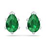 1 1/2 Carat Pear Shape Emerald Stud Earrings In Sterling Silver Image-4