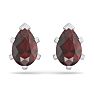 Garnet Earrings: Garnet Jewelry: 2 Carat Pear Shape Garnet Stud Earrings In Sterling Silver Image-4