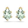 1 1/2 Carat Pear Shape Green Amethyst Stud Earrings In 14K Yellow Gold Over Sterling Silver Image-4