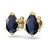 2 Carat Pear Shape Sapphire Stud Earrings In 14K Yellow Gold Over Sterling Silver Image-2