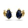 2 Carat Pear Shape Sapphire Stud Earrings In 14K Yellow Gold Over Sterling Silver Image-3