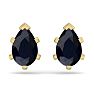 2 Carat Pear Shape Sapphire Stud Earrings In 14K Yellow Gold Over Sterling Silver Image-4