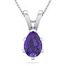 1 Carat Pear Shape Amethyst Necklace In Sterling Silver, 18 Inches Image-1
