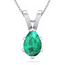 1 Carat Pear Shape Emerald Necklaces In Sterling Silver, 18 Inch Chain Image-1