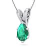 1 Carat Pear Shape Emerald Necklaces In Sterling Silver, 18 Inch Chain Image-2