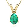 1 Carat Pear Shape Emerald Necklaces In 14 Karat Yellow Gold Over Sterling Silver, 18 Inch Chain Image-1
