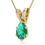 1 Carat Pear Shape Emerald Necklaces In 14 Karat Yellow Gold Over Sterling Silver, 18 Inch Chain Image-2