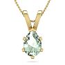 1 Carat Pear Shape Green Amethyst Necklace In 14K Yellow Gold Over Sterling Silver, 18 Inches Image-1
