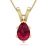 1 1/2 Carat Pear Shape Ruby Necklace In 14K Yellow Gold Over Sterling Silver, 18 Inches Image-1