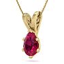 1 1/2 Carat Pear Shape Ruby Necklace In 14K Yellow Gold Over Sterling Silver, 18 Inches Image-2