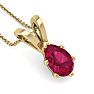 1 1/2 Carat Pear Shape Ruby Necklace In 14K Yellow Gold Over Sterling Silver, 18 Inches Image-4
