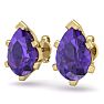 2 Carat Pear Shape Amethyst Stud Earrings In 14K Yellow Gold Over Sterling Silver Image-2