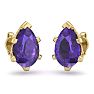 2 Carat Pear Shape Amethyst Stud Earrings In 14K Yellow Gold Over Sterling Silver Image-3