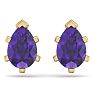 2 Carat Pear Shape Amethyst Stud Earrings In 14K Yellow Gold Over Sterling Silver Image-4